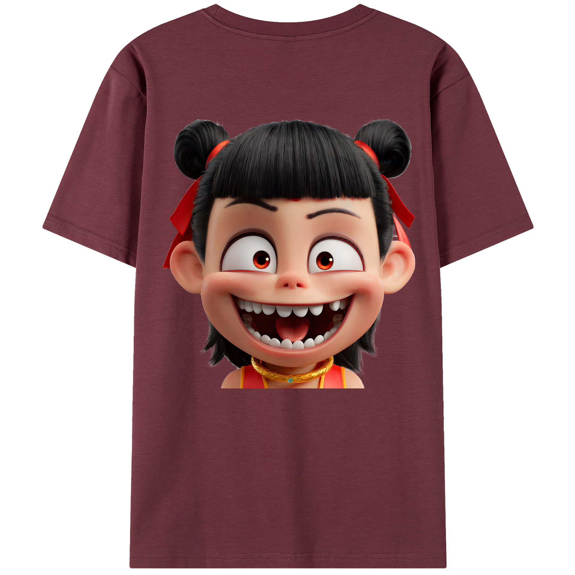 （画像用） Ne Zha 2 ナタ 魔童の大暴れ 綿100％半袖Tシャツ（背面プリント）